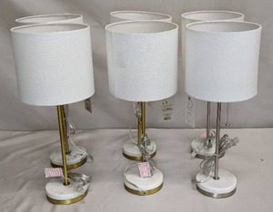 lot 87 image: (6) Hayes Marble Base Stick LampS - Project 62