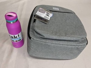 lot 107 image: Fulton Bag Co. Diaper Bag AND ZAK 20oz Pink Leak Proof Travel Stainless Steel Bottle