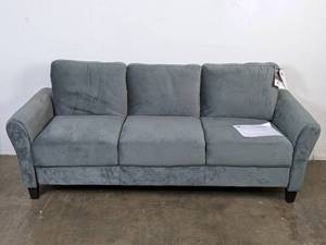 lot 123 image: Lifestyle Solutions Alexa Rolled Arms Sofa, Gray Fabric