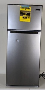 lot 132 image: MAGIC CHEF 4.5 cu. ft. 2 Door Mini Fridge in Stainless Look with Freezer