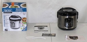 lot 161 image: Aroma Professional 8-Cup (cooked) Digital Rice Cooker, Multi Cooker & Food Steamer (ARC-954SBD)