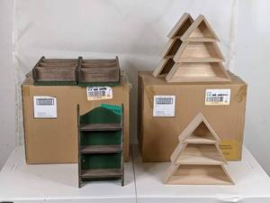 lot 202 image: Wall Dcor Shelfs (Natural Tree and Sled)