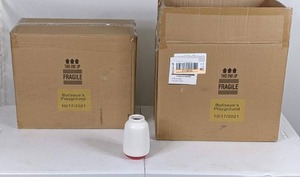 lot 203 image: Ceramic Vase White and Red (Short) (32 Pieces)