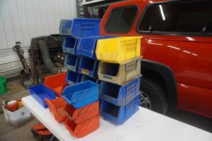 Large Lot of Plastic Parts Storage Bins