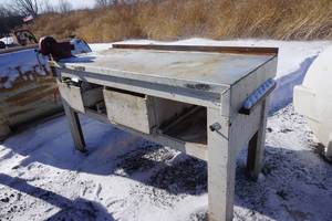 Large Heavy Duty Mechanics Work Bench With Tool Storage Drawer and Mounted Vise