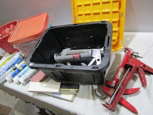 Caulk Guns, Nails, Pencils, Tote