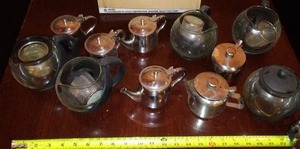 Variety of tea pots. some quite funky.