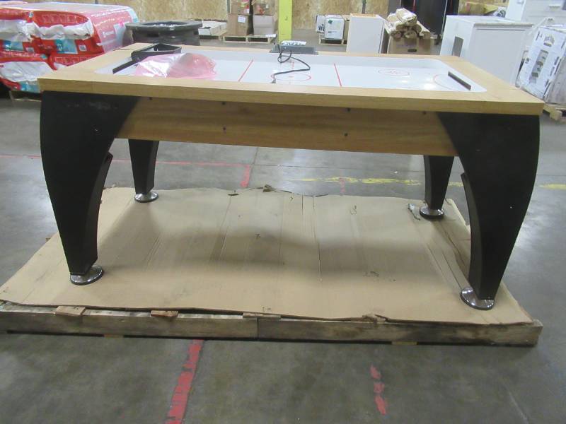 lot 100 image: PUCK Sphynx 5-Foot Air Hockey Table, Electronics Dont work, Table has a crack in it, Blower Works, Missing Puck Drop Tray.