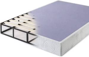 lot 118 image: ZINUS Walter Metal Box Spring with Wood Slats, 9 Inch Mattress Foundation, King - AZ-HBBS-9K.