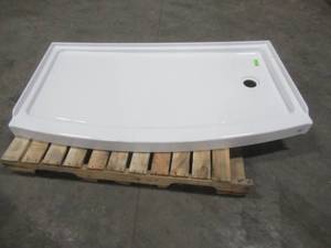 lot 121 image: American Standard Ovation Shower Pan 33.5. x 60 x 3. Right-Hand Drain in Arctic.