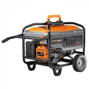 lot 4 image: Generac 6,500-Watt Gasoline Powered Portable Generator Model 5941  - Starts and Runs - Hour Meter Does Not Function.