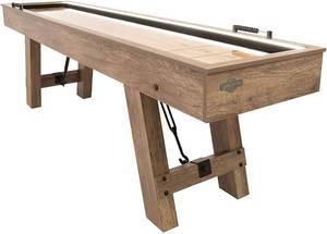 lot 135 image: American Legend Brookdale 9 LED Light Up Shuffleboard Table with Bowling, AL5001W - OPEN CARTON.