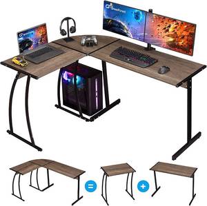 lot 245 image: GreenForest 58.1 L Shaped Gaming Computer Desk