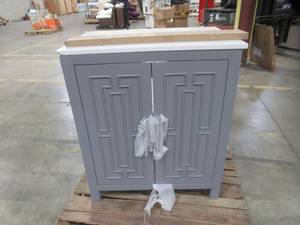 lot 241 image: Twin Star Home Huron Gray Bath Vanity With Marble Vanity Top Model 30BV615-F988