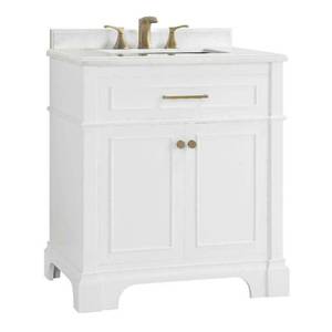 lot 256 image: Home Decorators Collection Melpark 30 in. Bath Vanity With Cultured Marble Vanity Top (Top Is Cracked)