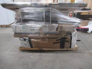 lot 158 image: MIXED PALLET (16 Pieces) OF FURNITURE, BUILDING MATERIALS, SMALL HOUSEWARES, AND MORE - RETAIL VALUE $3,357.17