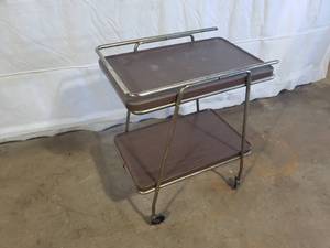 Vintage Metal Rolling Serving Table