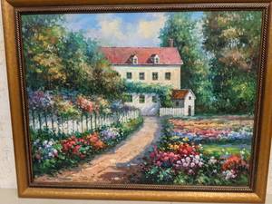 lot 16 image: Beautiful Framed Countryside Home Painting -46 x 36.75