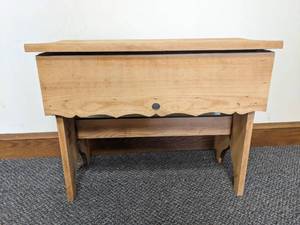 lot 30 image: Hand Crafted Unpainted Wooden Bench with Storage -23.5 x 11 X 18