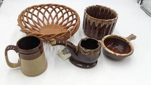 lot 36 image: Gorgeous 5 Piece Vintage Stoneware Collection