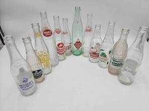 lot 118 image: 12 Assorted Vintage Soda Bottles-Bobby Burns, Mission Beverages,Smoothie Root Beer, Pepsi, Royal CrownAnd More