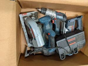 Box of Bosch Power Tools (Saw, Dril...