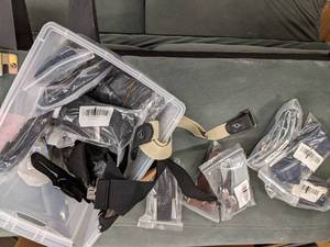 Plastic Bin Of Suspenders See Phot...