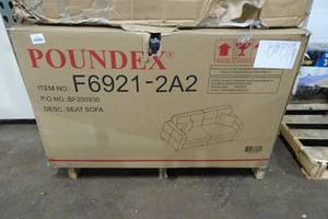 lot 136 image: Poundex Bonded Leather Love Seat - Espresso