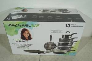 lot 27 image: Rachel Ray Create Delicious 13 Piece Enameled Aluminum Cookware Set