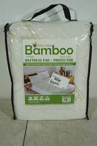 lot 246 image: New&nbspAloe Vera Bamboo Fitted Mattress PadProtector - Full Size