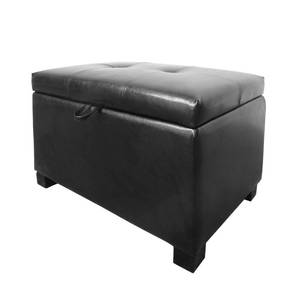 lot 128 image: CorLiving Antonio Bonded Leather Storage Ottoman - Black