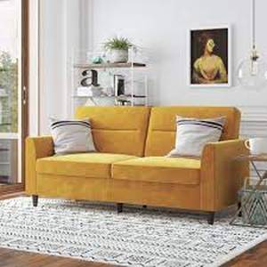 lot 135 image: Novogratz Concord Small Area Sofa - Mustard Yellow
