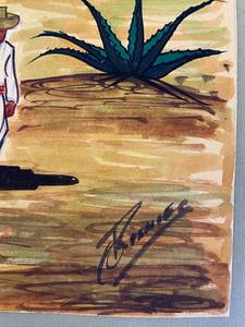 Original Vintage Mid Century Gouache Watercolor Signed by listed artist G Rosales (Mexican) of a Village.