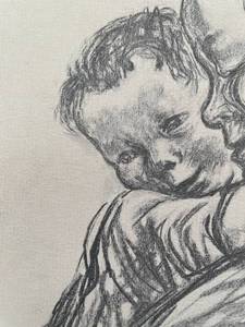 Kathe Kollwitz lithograph. Appears to be very old on ribbed paper.