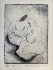 Whitford Carter (Mexico, 1915-1973) etching in original vintage frame.