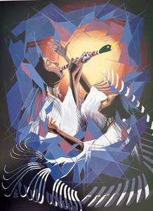 The love flute by Richard Red Owl lithograph on fine stock paper.