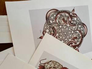 Twenty-nine (29) high quality prints of M.C Escher works of woodcuts and lithographs