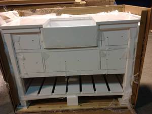 Altair (Brand Rating 4.35) Georgia 48 in. Bathroom Vanity in White with Composite Carrara Top in White with White Basin Customer Returns See Pictures