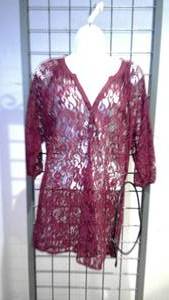 lot 144 image: Top See-through wine color with belt size medium