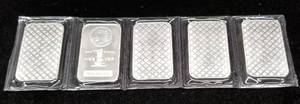 5 X 1 TROY OZ .999 FINE SILVER BARS SEALED
