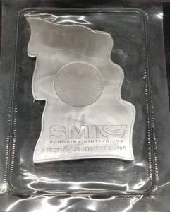 1 TROY OZ .999 FINE SILVER US FLAG ART BAR BY SMI SEALED