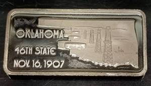 1 TROY OZ .999 FINE SILVER ART BAR OKLAHOMA