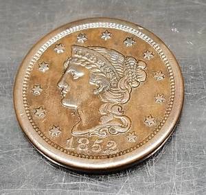 1852 US BRAIDED HAIR LARGE CENT AU