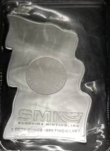 1 TROY OZ .999 FINE SILVER US FLAG ART BAR BY SMI SEALED