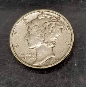 1945-S MERCURY DIME AU