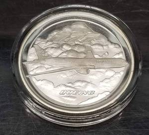 1 TROY OZ .999 FINE SILVER BOEING 777 IN AIRTITE & ORIGINAL BOX W-PAPER