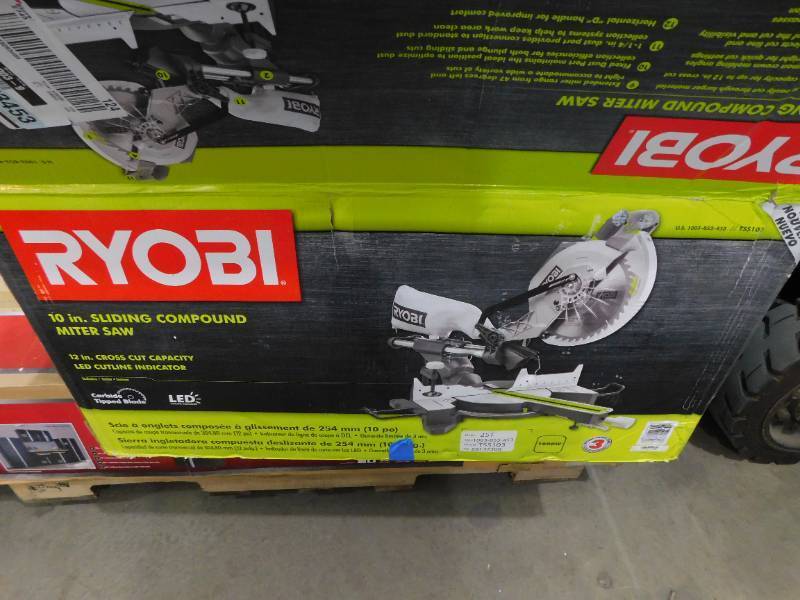 lot 4 image: RYOBI 15 Amp 10 in. Sliding Compound Miter Saw with LED