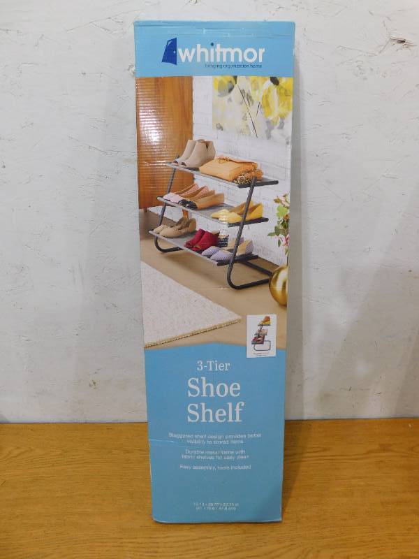 lot 40 image: 22.75 in. H x 29.75 in. W 9-Pair Freestanding Shoe Rack