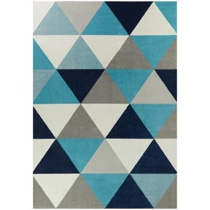 lot 26 image: StyleWell Tangier Blue Geo 6 ft. x 9 ft. Geometric Area Rug