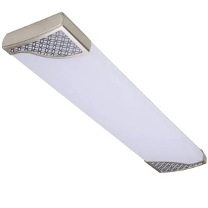 lot 57 image: Commercial Electric Victoria 48 in. x 10 in. Satin Nickel and Slate Gray CCT Selectable LED Flush Mount Ceiling Light 4000 Dimmable Lumens